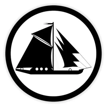 Sailing ship button. Ilustração Stock