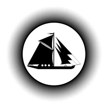 Sailing ship button. Ilustração Stock