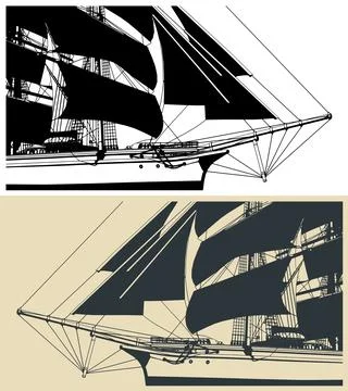 Sailing ship close-up Stock Illustration