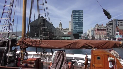 Sailing Ship deck Albert Dock Liverpool Stock Footage 77273492