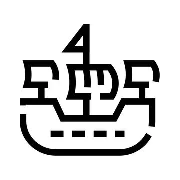 Sailing ship exploring new horizons line icon Illustrazione stock