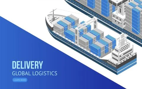 Sailing ship for global logistics Illustrazione stock