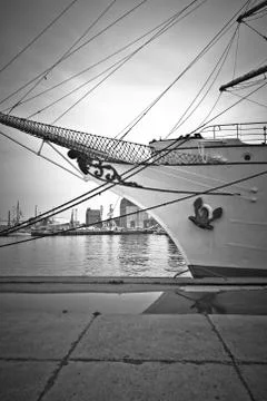 Sailing ship in the harbor. Stock Photos