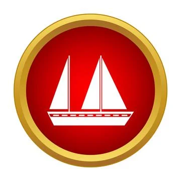 Sailing ship icon inside red circle frame Stock Illustration