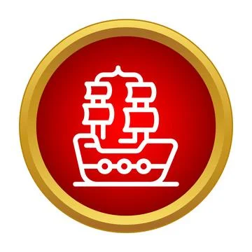 Sailing ship icon inside red circle symbolizing transport Stock Illustration