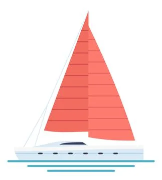 Sailing ship icon. Red sail boat. maritime symbol Stock Illustration