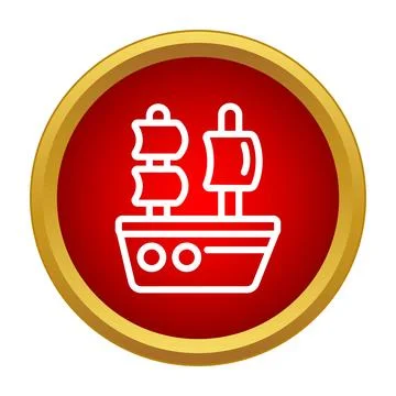 Sailing ship icon representing ocean travel and voyage Ilustração Stock
