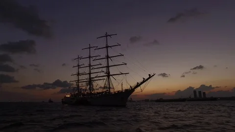 Sailing Ship in Istanbul Bosphorus Stock Footage 71137072