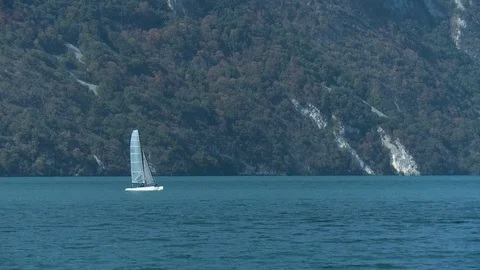 Sailing ship on a lake Stock Footage 69791358