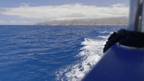 A sailing ship making waves and frothy water in 4k slow motion 60fps Stock Footage 278870883