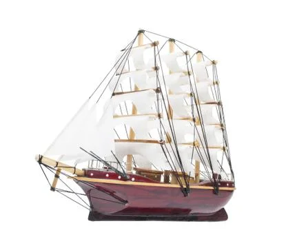 Sailing ship model isolated on white background Stock Photos