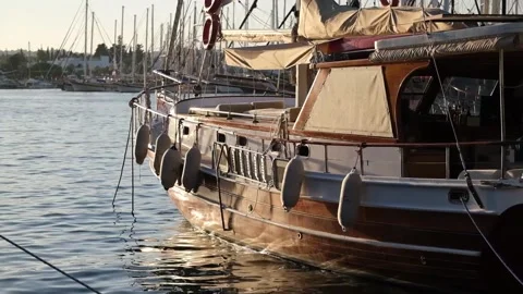 Sailing ship moored in the marina Stock Footage 221986969