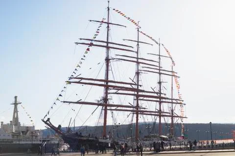 Sailing ship in Murmansk Stock Photos