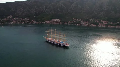 Sailing Ship Navigating Through Beautiful Coastal Waters with a Scenic View Stock Footage 320746098