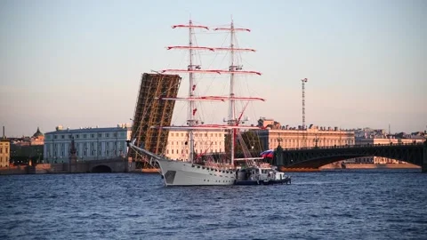 Sailing ship on Neva river Stock Footage 246110728