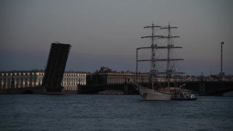 Sailing ship on Neva river Stock Footage 246110918