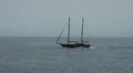 Sailing ship on ocean at early morning HD Footage