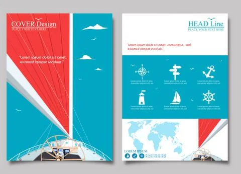 Sailing ship with red sail posters Stock Illustration