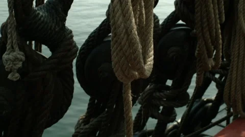 Sailing Ship, Sail, Yard, Rig, Cordage, Ropes Stock Footage 61280565