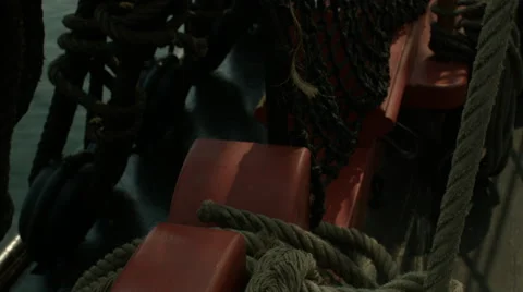 Sailing Ship, Sail, Yard, Rig, Cordage, Ropes Stock Footage 61280722