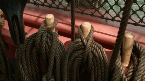 Sailing Ship, Sail, Yard, Rig, Cordage, Ropes Stock Footage 61280752