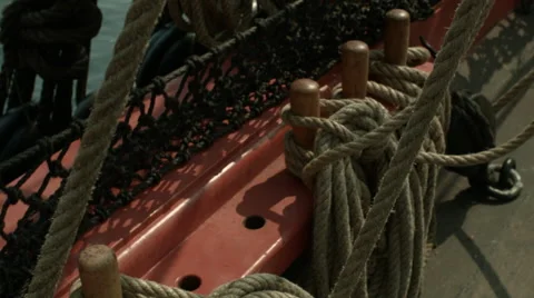 Sailing Ship, Sail, Yard, Rig, Cordage, Ropes Stock Footage 61280962