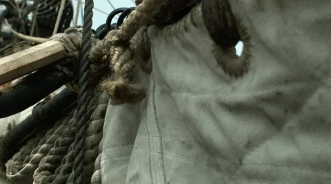 Sailing Ship, Sail, Yard, Rig, Cordage, Ropes Stock Footage 61281234