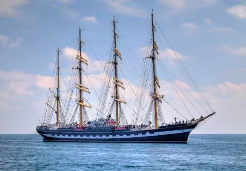 Sailing ship in the sea Stock Photos