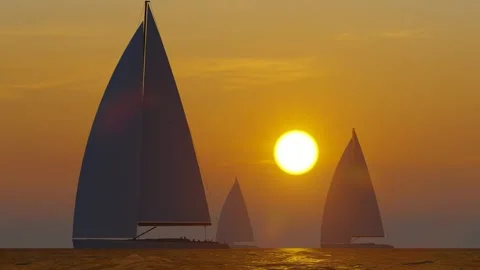 The sailing ship on the sea sets sail with Yangfan in the wind and waves Stock Footage 288181704