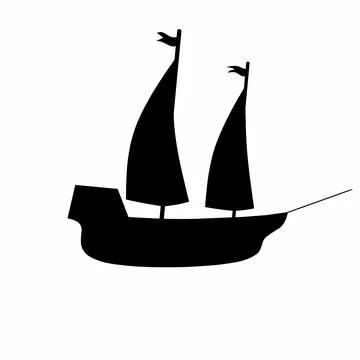 Sailing ship silhouette vector Stock Illustration