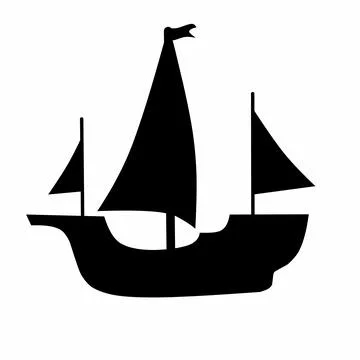 Sailing ship silhouette vector illustration, Stock Illustration