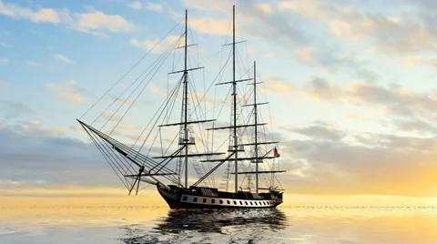 Sailing Ship  in the sunset Video stock 35352454