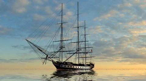 Sailing Ship  in the sunset Видео 35353321