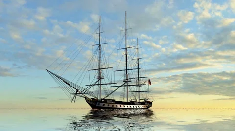 Sailing Ship  in the sunset Stock-Footage 35353348