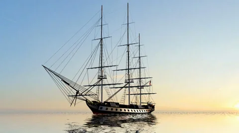 Sailing Ship  in the sunset Video stock 35353785