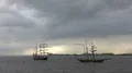 Sailing ship Thalassa passing by at Bremerhaven Germany 4k or 4k+ Resolution