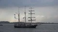 Sailing ship Thalassa passing by at Bremerhaven Germany 4k or 4k+ Resolution