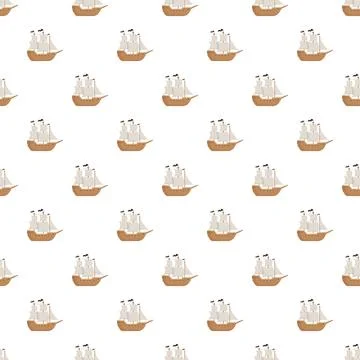 Sailing ship vector seamless pattern nautical background Stockillustratie