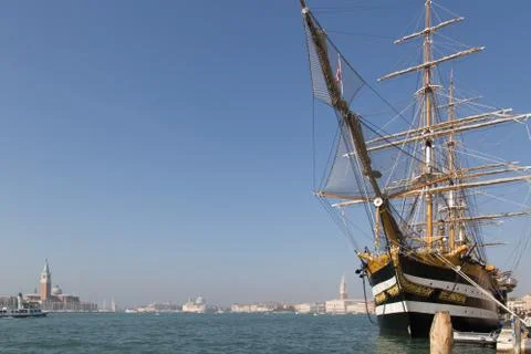 Sailing ship in Venice Stock Photos