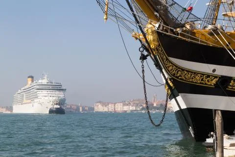 Sailing ship in Venice Stock Photos