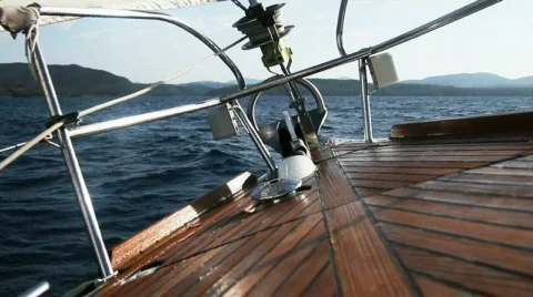 Sailing ship with wave splashing on the deck Stock Footage 542621