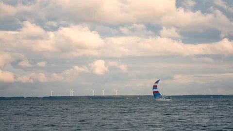 Sailing ship windy day Stock Footage 93634049