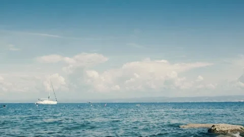Sailing ship yachts with white sails in the open sea. Stock Footage 95204162