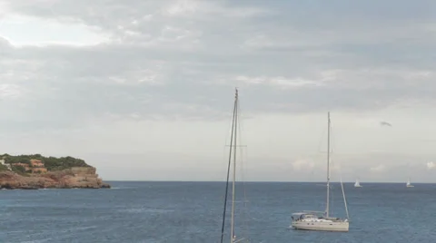 Sailing ships in the distance Stock Footage 32253078