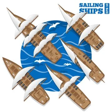 Sailing ships. Stock Illustration