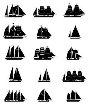 Sailing Ships Set Stock Illustration