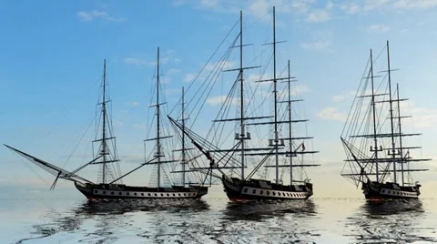 Sailing Ships in sunset Stock-Footage 35367004