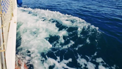 Sailing side of the boat. Sea waves. Stock Footage 254121622