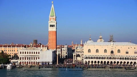 Sailing By St. Mark's Square in Venice, Italy Stock Footage 84294141