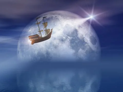 Sailing on star light 스톡 일러스트